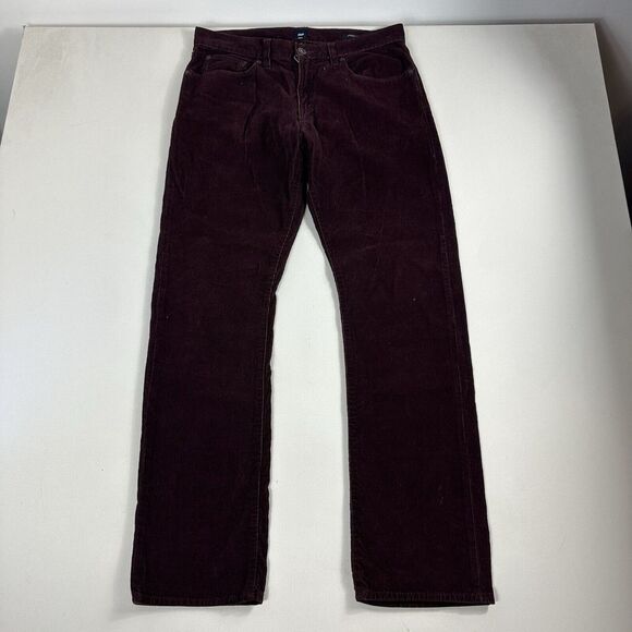 Gap Corduroy Pants Mens 34x34 Maroon Chino‎ Flat Stretch Slacks Trousers - Picture 1 of 9
